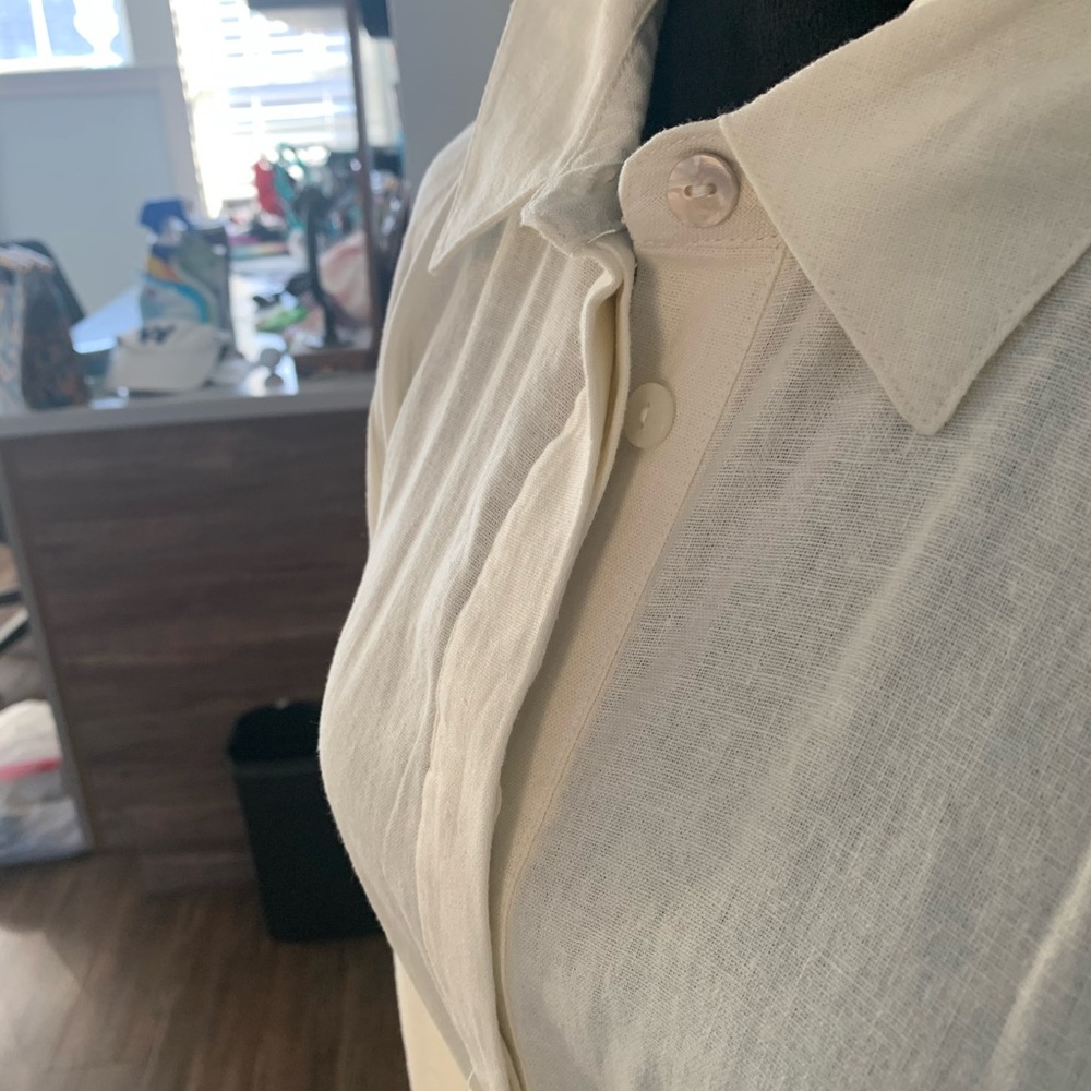 Linen, long dress, button front with tie - Picture 4 of 5